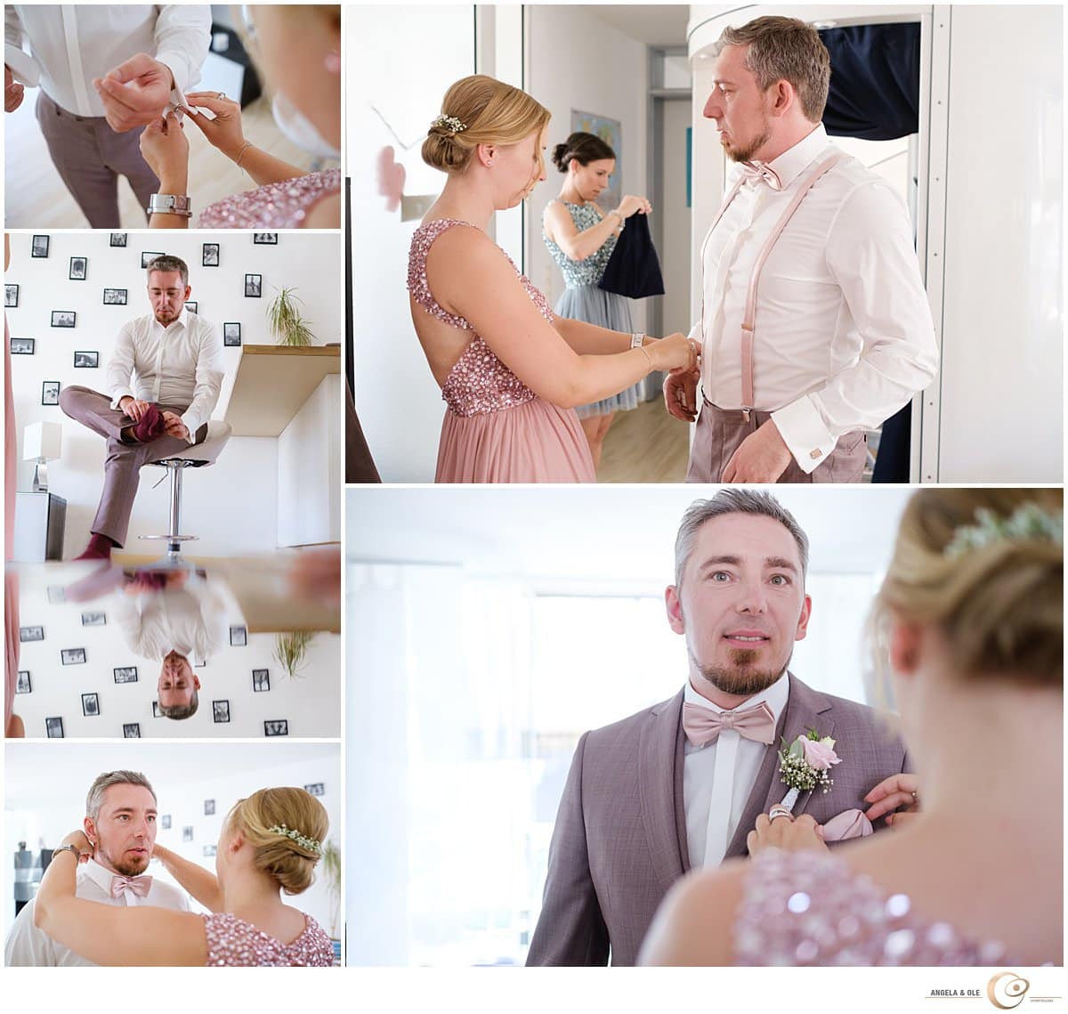 standesamtliche Trauung Godesburg - Ankleidung Bräutigam - Hochzeitsfotograf Köln,Bonn & NRW